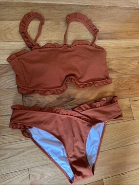 Cupshe Rust Ruffle Bikini Set